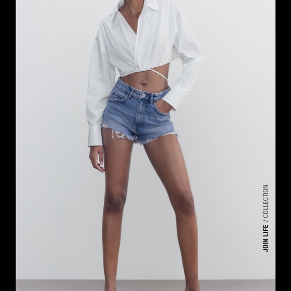 Zara Hi Rise Denim Shorts - Picture 1 of 4